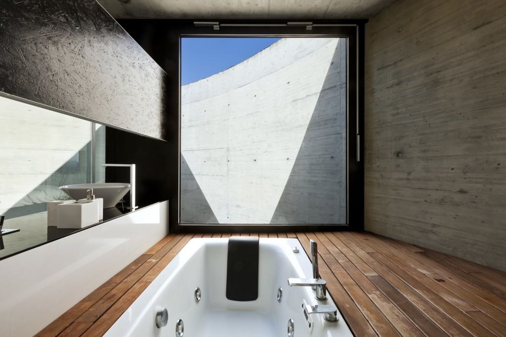 beautiful modern house in cement, interior, bathroom